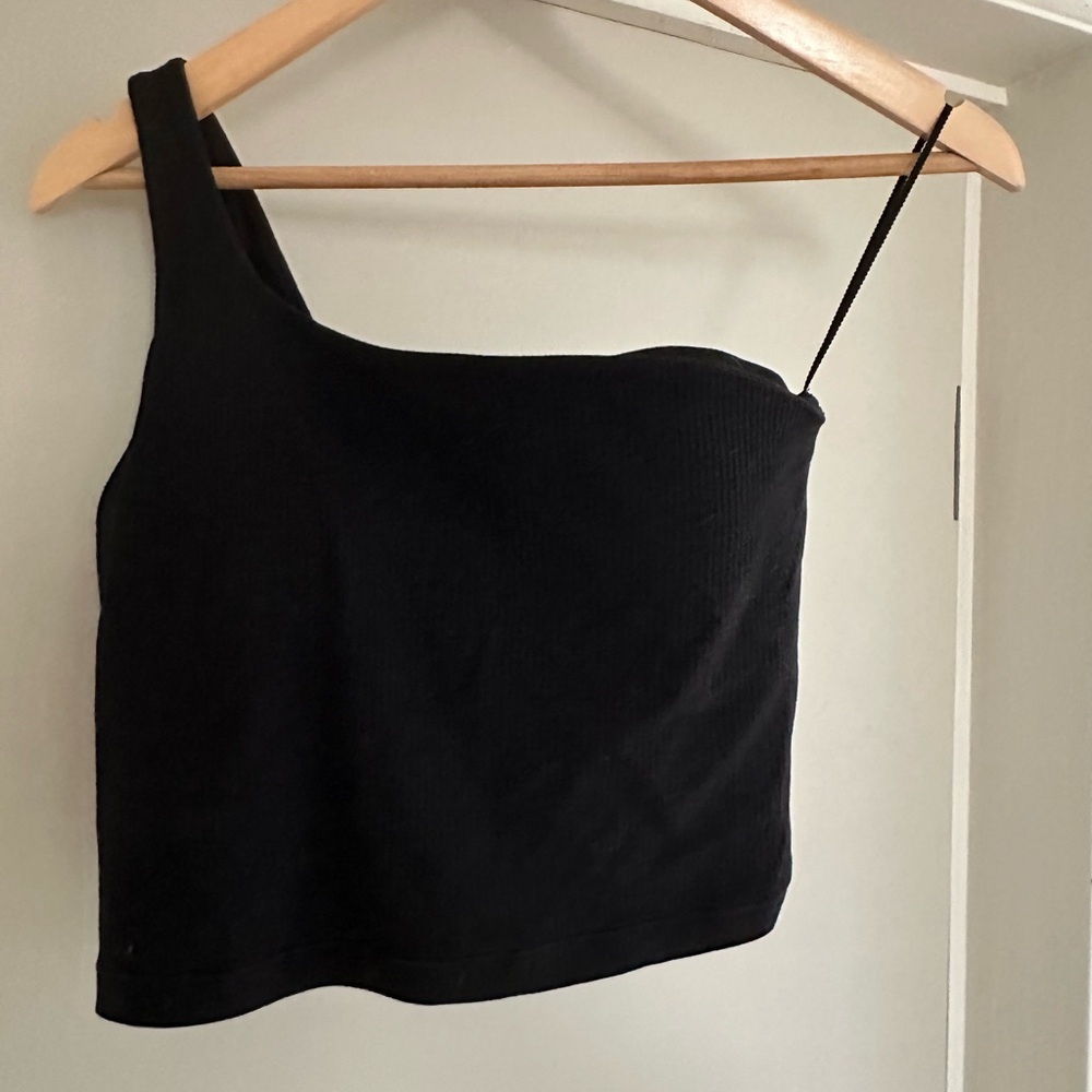 LULULEMON | Black Ribbed One-Shoulder Tank Top | Size 8